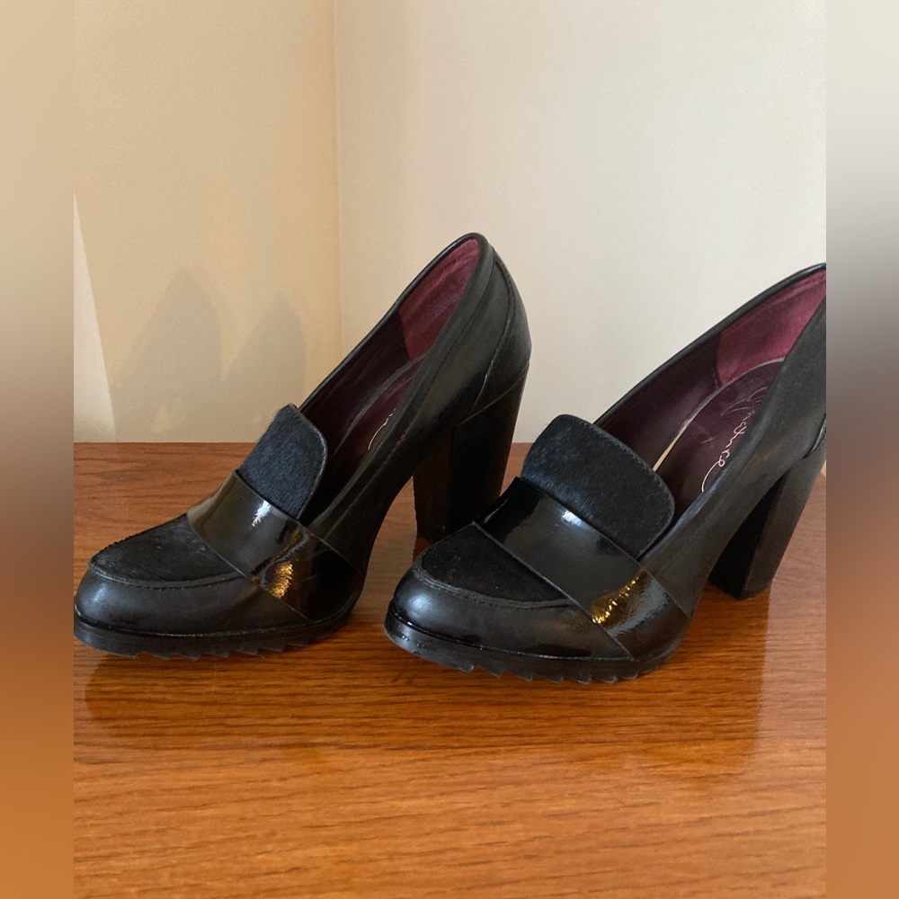 Report Signature black leather/real fur, size 8.5
